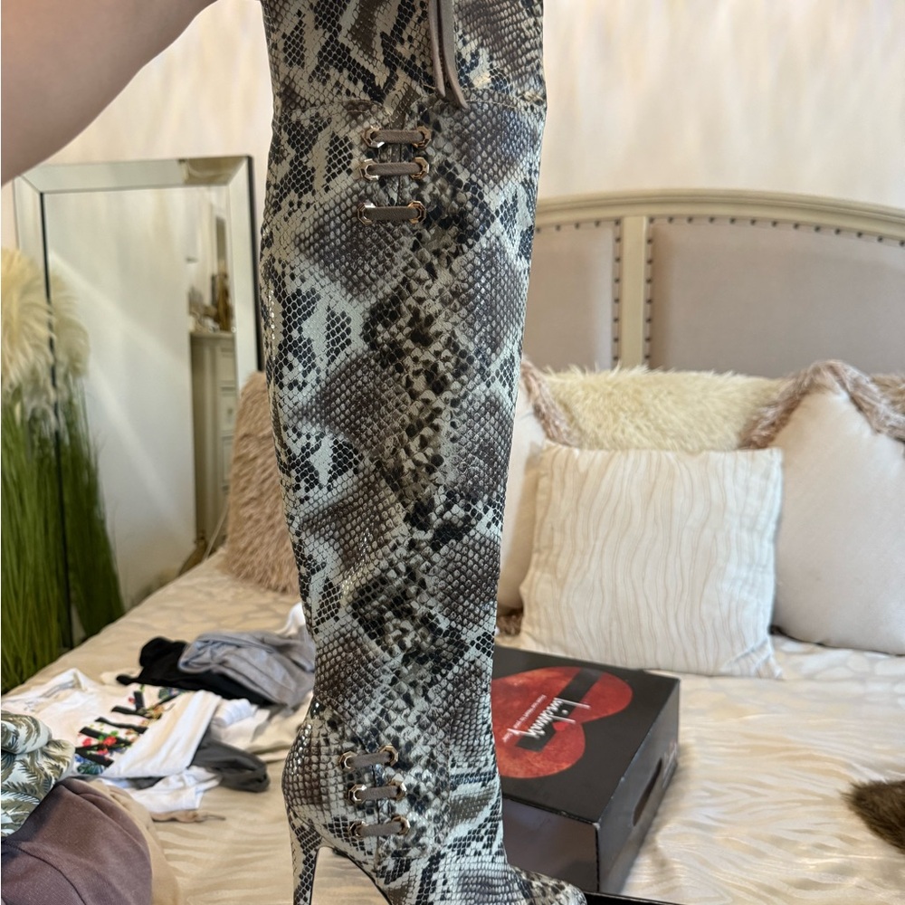 Snakeskin Over-the-Knee Boots